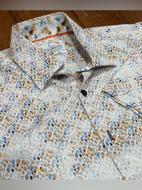 Men’s 7 Downie St. 9013 Short Sleeve Sport Button Down in Orange Large